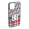 Red & Gray Dots and Plaid iPhone 15 Plus Case - Angle