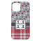 Red & Gray Dots and Plaid iPhone 15 Plus Case - Back