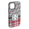 Red & Gray Dots and Plaid iPhone 15 Plus Tough Case - Angle