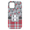 Red & Gray Dots and Plaid iPhone 15 Plus Tough Case - Back