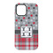 Red & Gray Dots and Plaid iPhone 15 Tough Case - Back