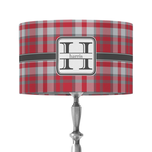 Custom Red & Gray Plaid 12" Drum Lamp Shade - Fabric (Personalized)