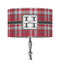 Red & Gray Plaid 12" Drum Lampshade - ON STAND (Fabric)