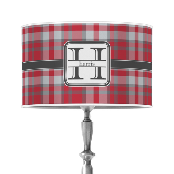 Custom Red & Gray Plaid 12" Drum Lamp Shade - Poly-film (Personalized)