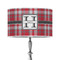 Red & Gray Plaid 12" Drum Lampshade - ON STAND (Poly Film)