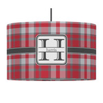 Red & Gray Plaid 12" Drum Pendant Lamp - Fabric (Personalized)