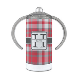 Red & Gray Plaid 12 oz Stainless Steel Sippy Cup (Personalized)