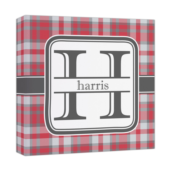 Custom Red & Gray Plaid Canvas Print - 12x12 (Personalized)