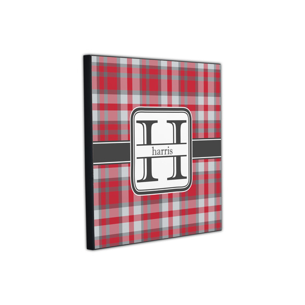 Red & Gray Plaid 12x12 Wood Print - Angle View