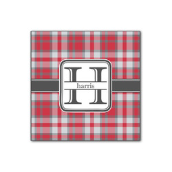 Red & Gray Plaid Wood Print - 12x12 (Personalized)