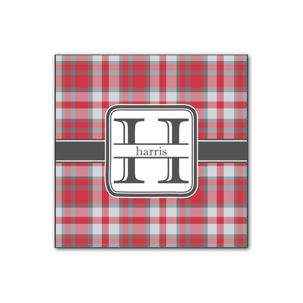 Custom Red & Gray Plaid Wood Print - 12x12 (Personalized)