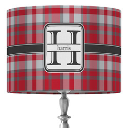 Red & Gray Plaid 16" Drum Lamp Shade - Fabric (Personalized)