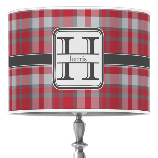 Custom Red & Gray Plaid 16" Drum Lamp Shade - Poly-film (Personalized)