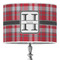 Red & Gray Plaid 16" Drum Lampshade - ON STAND (Poly Film)