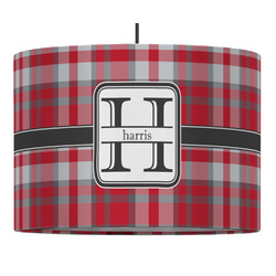 Red & Gray Plaid Drum Pendant Lamp (Personalized)
