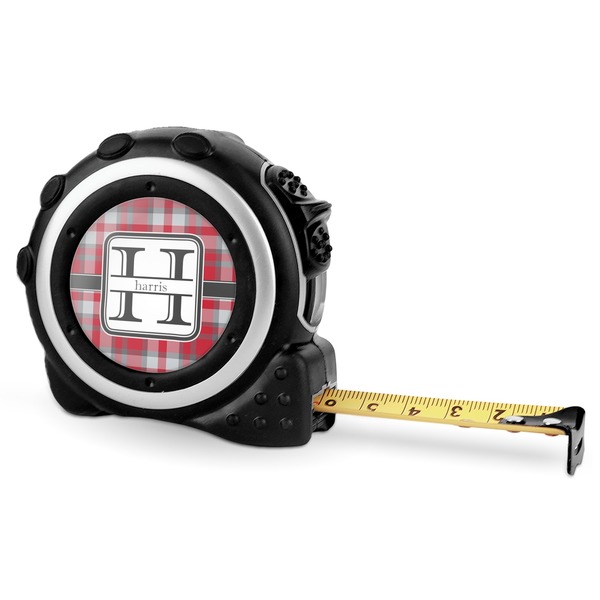 Custom Red & Gray Plaid Tape Measure - 16 Ft (Personalized)