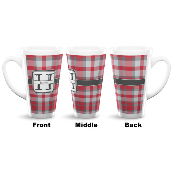 Red & Gray Plaid 16 Oz Latte Mug - Approval