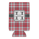 Red & Gray Plaid Can Cooler (Personalized)