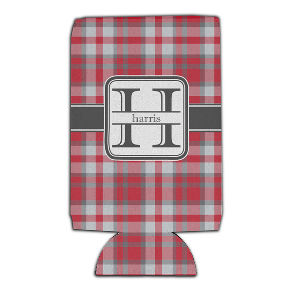 Red & Gray Plaid 16oz Can Sleeve - Set of 4 - FRONT