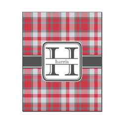 Red & Gray Plaid Wood Print - 16x20 (Personalized)