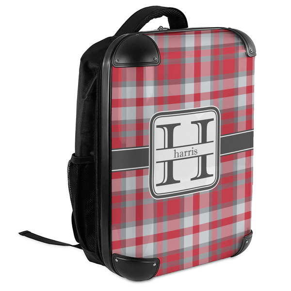 Red & Gray Plaid 18" Hard Shell Backpacks - ANGLED VIEW