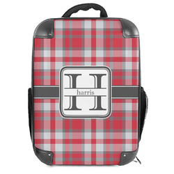 Red & Gray Plaid Hard Shell Backpack (Personalized)