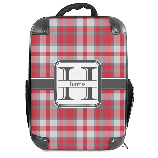 Custom Red & Gray Plaid Hard Shell Backpack (Personalized)