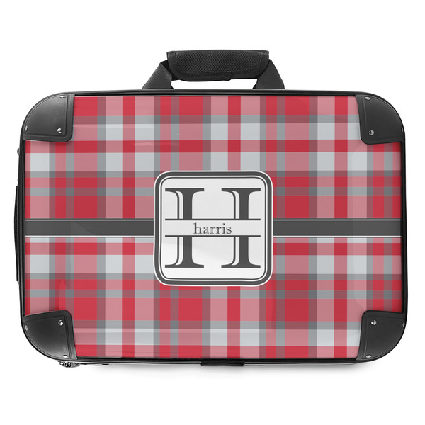 Custom Red & Gray Plaid Hard Shell Briefcase - 18" (Personalized)
