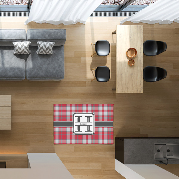 Red & Gray Plaid 2'x3' Indoor Area Rugs - IN CONTEXT