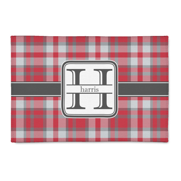 Custom Red & Gray Plaid 2' x 3' Indoor Area Rug (Personalized)