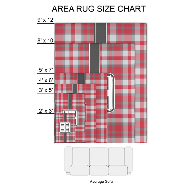 Red & Gray Plaid 2'x3' Indoor Area Rugs - Size Chart