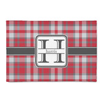Red & Gray Plaid Patio Rug (Personalized)
