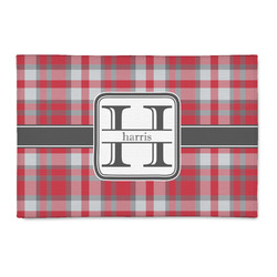 Red & Gray Plaid Patio Rug (Personalized)