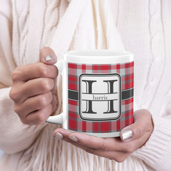 Red & Gray Plaid 20oz Coffee Mug - LIFESTYLE