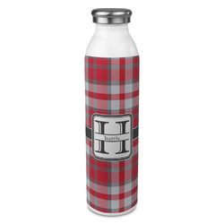 Red & Gray Plaid 20oz Stainless Steel Water Bottle - Full Print (Personalized)