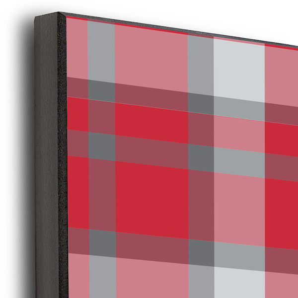 Red & Gray Plaid 20x24 Wood Print - Closeup
