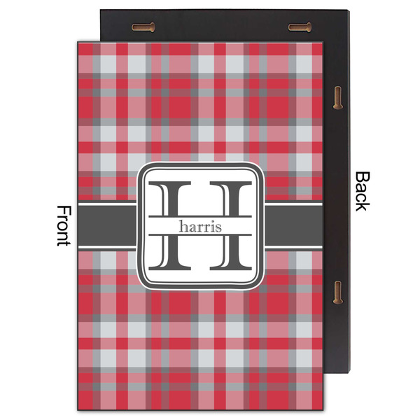 Red & Gray Plaid 20x30 Wood Print - Front & Back View