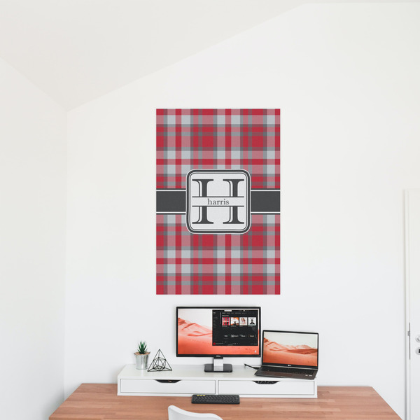 Red & Gray Plaid 24x36 - Matte Poster - On the Wall