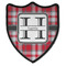 Red & Gray Plaid Iron On Shield Patch B w/ Name and Initial