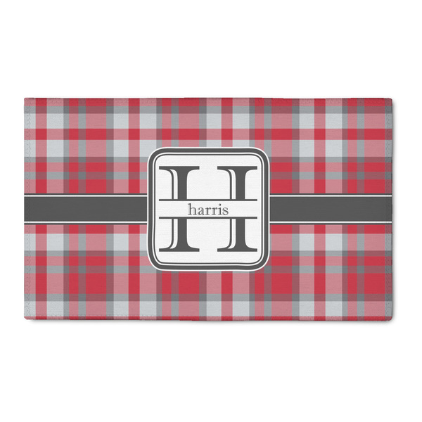 Custom Red & Gray Plaid 3' x 5' Patio Rug (Personalized)