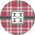 Red & Gray Plaid Multipurpose Round Labels - 4" (Personalized)