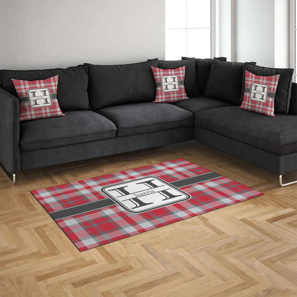 Red & Gray Plaid 4'x6' Indoor Area Rugs - IN CONTEXT