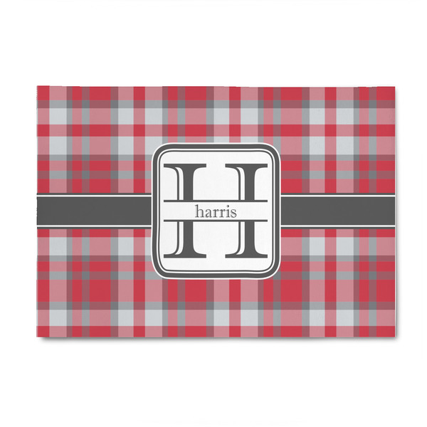 Custom Red & Gray Plaid 4' x 6' Indoor Area Rug (Personalized)