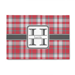 Red & Gray Plaid 4' x 6' Patio Rug (Personalized)