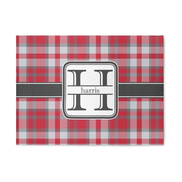 Custom Red & Gray Plaid 5' x 7' Patio Rug (Personalized)
