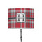 Red & Gray Plaid 8" Drum Lampshade - ON STAND (Poly Film)