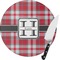 Red & Gray Plaid 8 Inch Small Glass Cutting Board