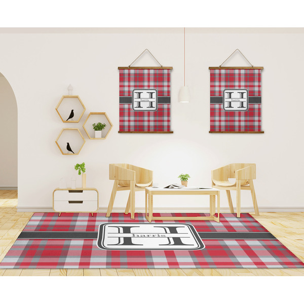 Red & Gray Plaid 8'x10' Indoor Area Rugs - IN CONTEXT