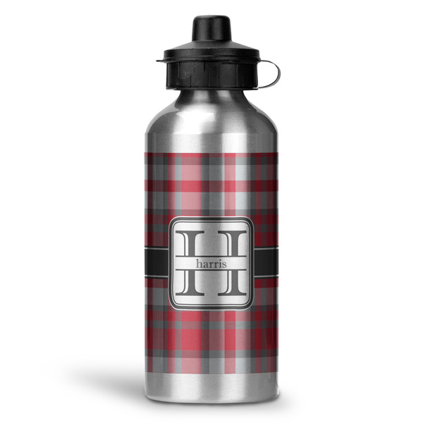 Custom Red & Gray Plaid Water Bottles - 20 oz - Aluminum (Personalized)
