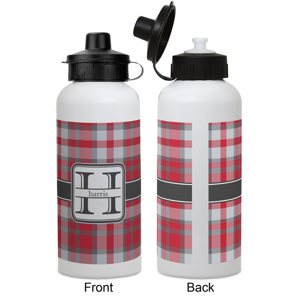 Red & Gray Plaid Aluminum Water Bottle - White APPROVAL